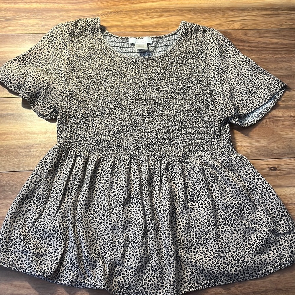 Micro leopard T-shirt, peplum style